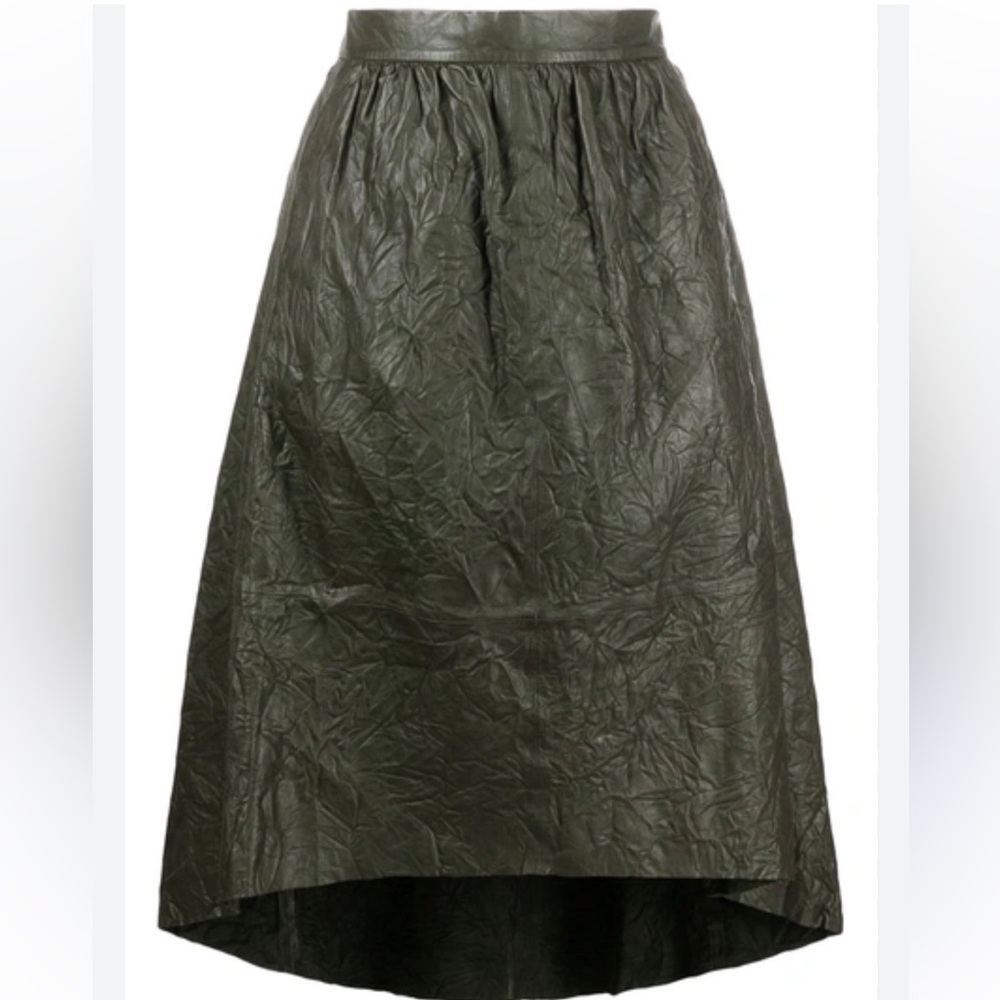 Zadig & Voltaire Green Smocked A-Line Midi Skirt